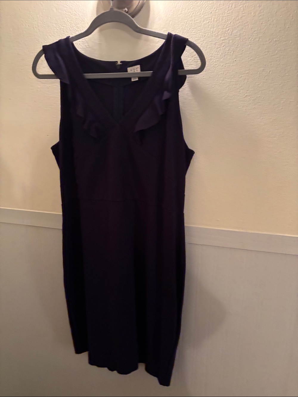 Target Sleeveless Ruffle V-Neck Dress in Navy
